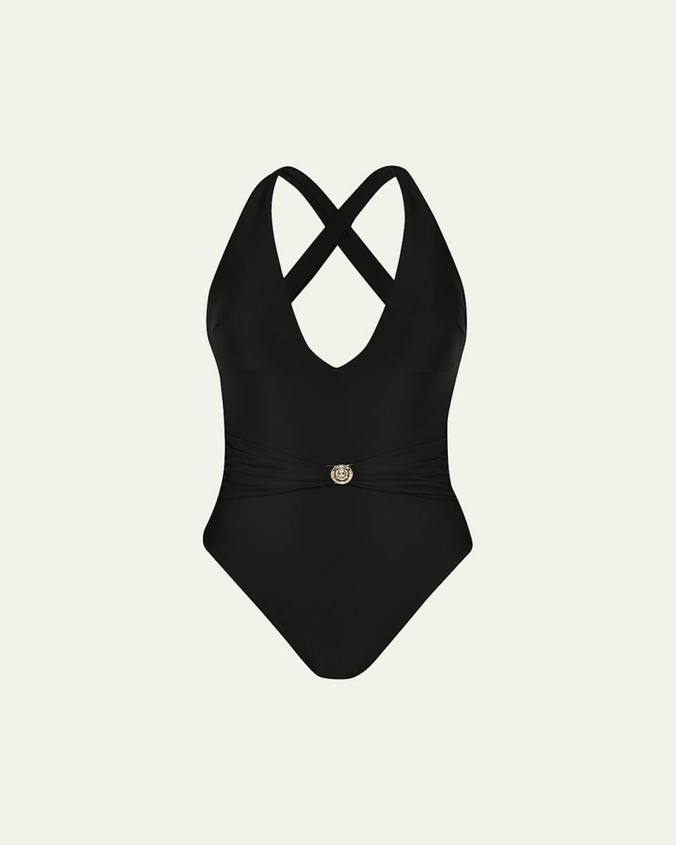 Lisa Solids Plunge One-Piece Swimsuit